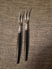 Pair of Two-Tine Fondue Forks with Black Handles — listing 4