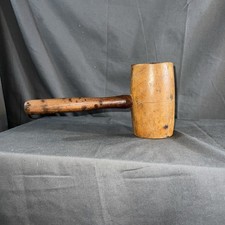Vintage Turned Wood Barrel-Head Mallet / Gavel
