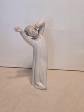 Lladró Boy Yawning Porcelain Figurine #4870 with Lladró Bell Ornament #17616