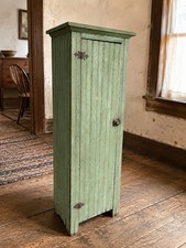 Antique Primitive Pine Two-Door Kitchen Cupboard / Jelly Cabinet with Center Drawer