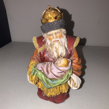 Vintage Porcelain Old World Santa Claus Figurine with Tree, Staff and Toy Basket, Made in Japan — listing 4