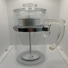 Vintage Glass Coffee Carafe with Ornate Chrome Handle and Pierced Collar — listing 5
