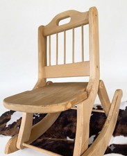 Antique Victorian Child's Folding Rocking Chair, Turned Wood Frame (27" Tall)