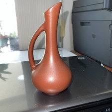 Vintage Royal Haeger Tall Ceramic Ewer Pitcher Vase with Embossed Floral Design in Caramel/Amber Glaze — listing 4