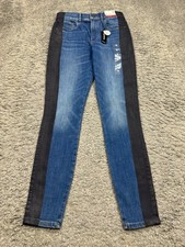 Express Navy Red White Striped Skinny Jeans, Button-Fly, Women's — listing 3