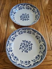 Blue and White Floral Porcelain Soup Tureen with Ladle and Lid — listing 5