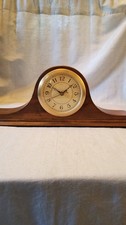 Vintage Electric Tambour Mantel Clock, Napoleon Hat Style, Walnut Case — listing 2