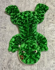 Large Plush Green Frog Stuffed Animal with Red Heart Forehead and Sleepy Eyes — listing 5