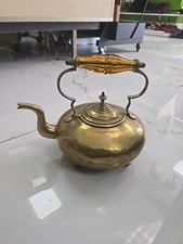Amber Hand-Blown Glass Square Teapot-Form Vase with Applied Handle and Spout Etched signature — listing 6