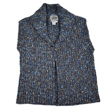 Curio Sleeveless Sweater Vest, Warm-Toned Multi Boucle Knit with Decorative Button — listing 5