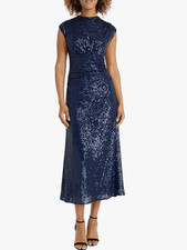 Maggy London Black Sequin Cowl Neck Asymmetric Hem Midi Dress, Size 14 — listing 6