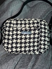 Houndstooth Print Crossbody Camera Bag with Black Faux Leather Trim — listing 6