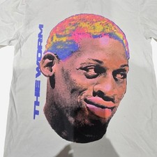 Dennis Rodman Graphic T-Shirt, Rodman Apparel, Size Large, White