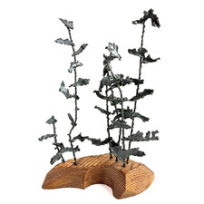 Signed Brutalist Welded Metal Miniature Sculpture on Stone Base, Signed 'Lewik' Signature reads 'Lewik' — listing 3