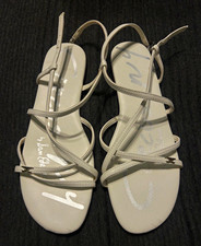 White Strappy Lace-Up Square Toe Heeled Sandals — listing 4