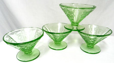 Federal Glass Madrid Green Uranium Depression Glass Sauce/Berry Bowl, 7 inch