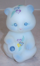 Fenton Hand-Painted Satin Milk Glass Bear Figurine with Floral Heart Motif — listing 3