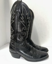 Black Leather Western Cowboy Boots with Traditional Toe Stitching — listing 5