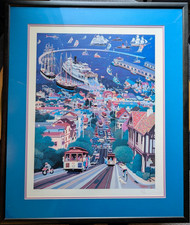 Limited Edition Lithograph, Old City Street Scene with Donkey, Signed and Numbered 6/200, Framed — listing 3