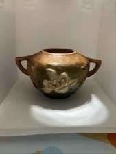 Roseville Pottery Magnolia Blue Double-Handled Console Bowl / Low Vase — listing 4