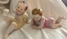 Set of 3 Vintage Bisque/Chalkware Baby Figurines (Piano Babies) in Diapers — listing 4