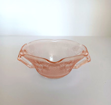 Green Uranium Depression Glass Open Sugar Dish, Florentine/Poppy or Florentine Pattern, 3 inches tall — listing 2
