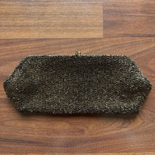Vintage Gold & Silver Beaded Oval Evening Clutch with Tassel & Shoulder Cord — listing 4