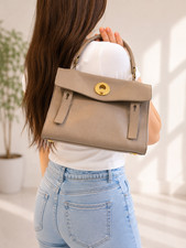 Yves Saint Laurent Rive Gauche Muse Bowler Bag in Dark Brown Leather with Gold Studs — listing 2
