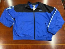 Vintage 1990s Adidas Full-Zip Nylon Track/Windbreaker Jacket, Cream & Navy with Red Trim — listing 4