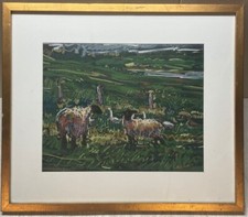 Original Pastel Painting of Canada Geese in Flight Over Water, Signed P. Egolf — listing 6