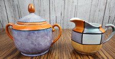 Vintage Pearl Lusterware Creamer and Open Sugar Bowl Set with Gold Trim, Maker Unknown — listing 3