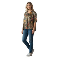 Vintage Top Notch Baroque Floral Print Open-Front Draped Cardigan Jacket — listing 2