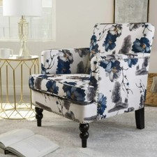 Traditional Mahogany-Finish Upholstered Armchair with Gold Striped Fabric — listing 4