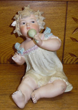 Set of 3 Vintage Bisque/Chalkware Baby Figurines (Piano Babies) in Diapers