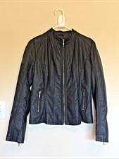 Made By Johnny Women's Faux Leather Moto Biker Jacket with Ribbed Detailing, Size L — listing 5
