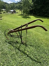 Antique Cast Iron & Steel Walk-Behind Cultivator / Hand Plow Frame, listing 2