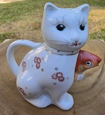 Vintage Figural Cat Novelty Teapot with Removable Head Lid — listing 4