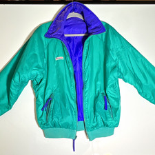 Vintage Columbia Sportswear Reversible Bomber Jacket (Black/Teal) — listing 3