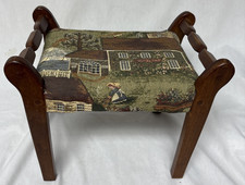 French Provincial Louis XV Style Upholstered Ottoman Footstool with Carved Wood Frame — listing 4