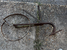 Antique Wooden Single-Wheel Push Plow / Garden Cultivator — listing 2
