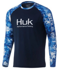 Huk Men's Icon X Long Sleeve Performance Fishing Shirt, Size L, Blue/Gray Camo — listing 4