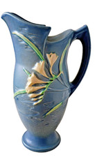 Roseville Freesia Two-Handled Vase 7.5 inch (Pattern 119-7), Tangerine Brown