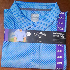 Callaway Men's XL Golf Polo Shirt, Light Blue with Golfer Print