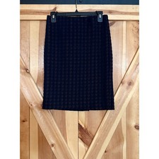 Houndstooth Pencil Skirt with Leather Buckle Waistband, Tan/Brown — listing 5