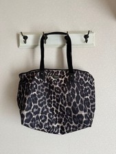 Leopard Print Leather Boston Satchel Handbag with Brown Trim — listing 2