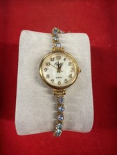 Vivani Ladies Quartz Watch Black Silicone Band Rhinestone Bezel