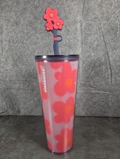 Starbucks Cold Cup Tumbler with Silicone Flower Straw Topper, Colorful Floral Design — listing 2