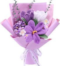 Handmade Crochet Flower Bouquet with Lilies, Tulips & Carnations in Red 'Love' Wrap — listing 2