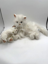 White Long-Haired Plush Persian Cat with Red Heart Nose and Ribbon Bow — listing 5