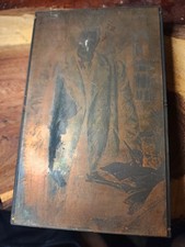 Pair of Antique Copper Halftone Printing Blocks with Oval Portrait Photographs (Photo-Engraving Plates on Wood Bases) — listing 2